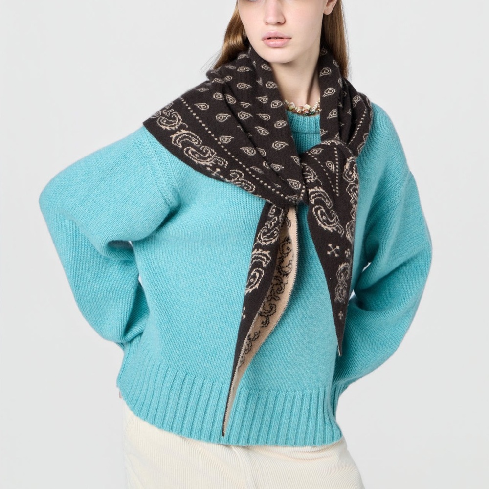 NWT Guest in Residence Wild Rag Bandana Cashmere Scarf in Burnt Cocoa Dune